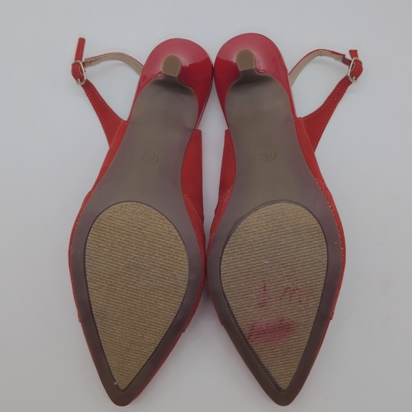 Karen Scott Sz 9.5 Elegant Red Slingback Heels Gladiss - Picture 9 of 9